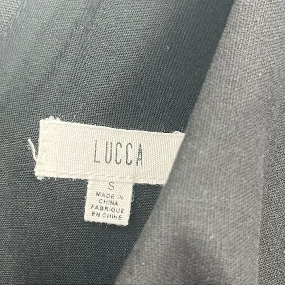 LUCCA Maui Cross Front Ruffle Jumpsuit Wide Leg Cropped in Black Women’s S - Picture 9 of 11